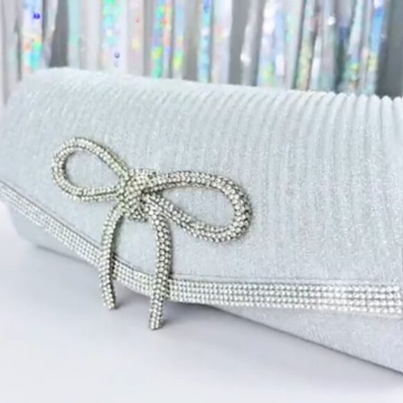 Neiman Marcus Sparkling Rhinestone Bow Shoulder Bag - Picture 7 of 8